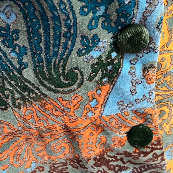 Pyramid Collection Multicolor Paisley Cotton Velvet  Size 14 Coat With Pockets - Picture 11 of 17